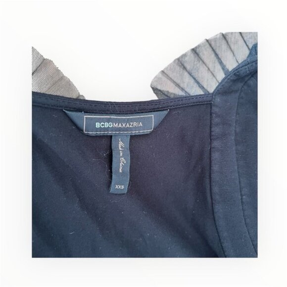 BCBGMAXAZRIA womens size XXS ribbed black tank top with flutter sleeve detail - Picture 7 of 10
